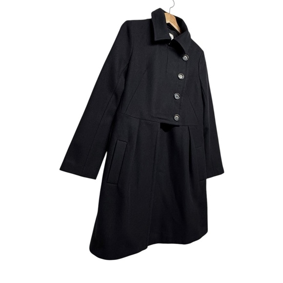 NICOLE FARHI Wool Trench Coat Navy 10 - Picture 7 of 12